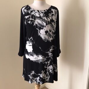 New! Style & Co large black combo printed embellished split sleeve dress.